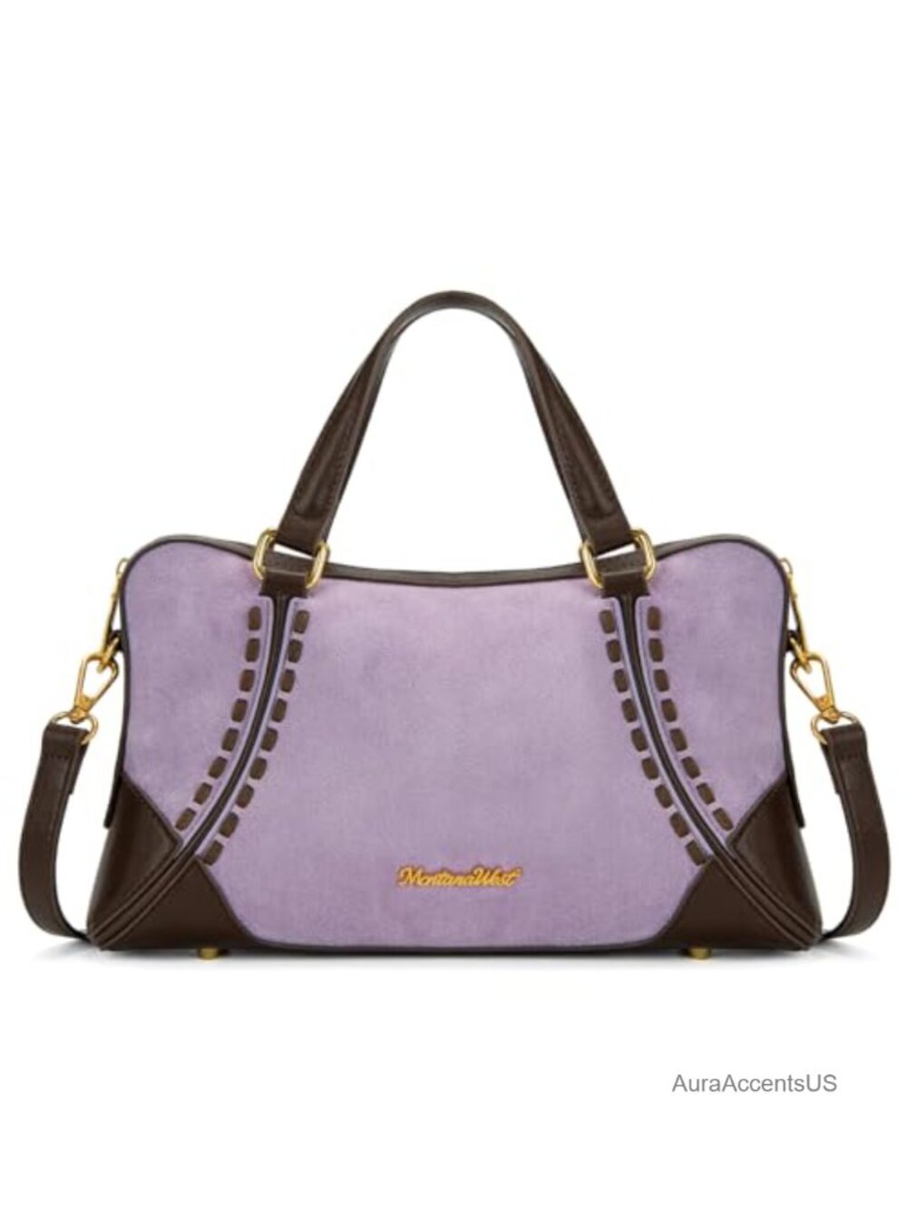 Faux Suede Satchel Crossbody with Top Handles Adjustable Strap